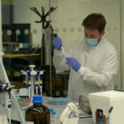 Lab worker performing a test